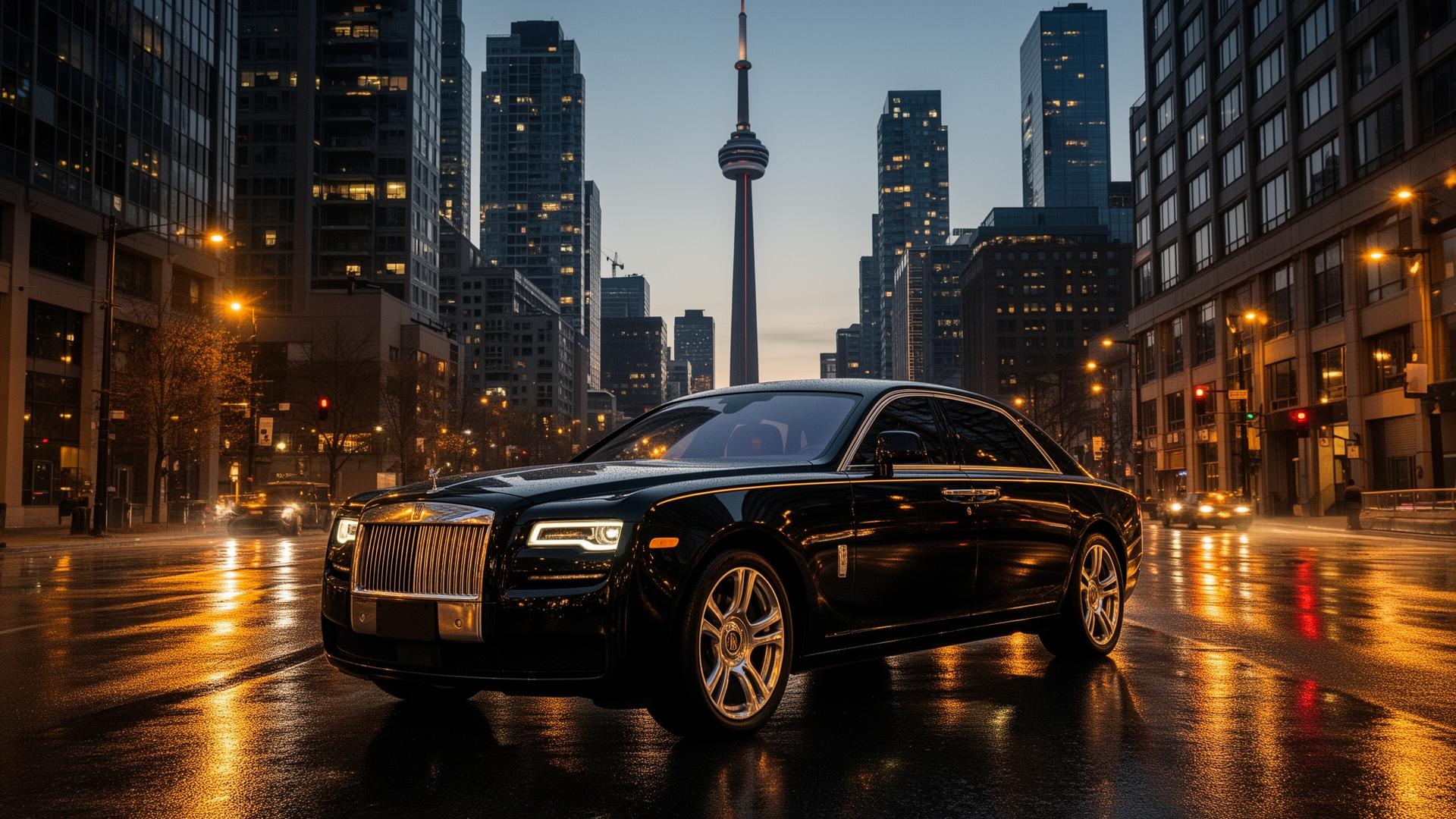 Black Rolls-Royce Ghost in downtown Toronto